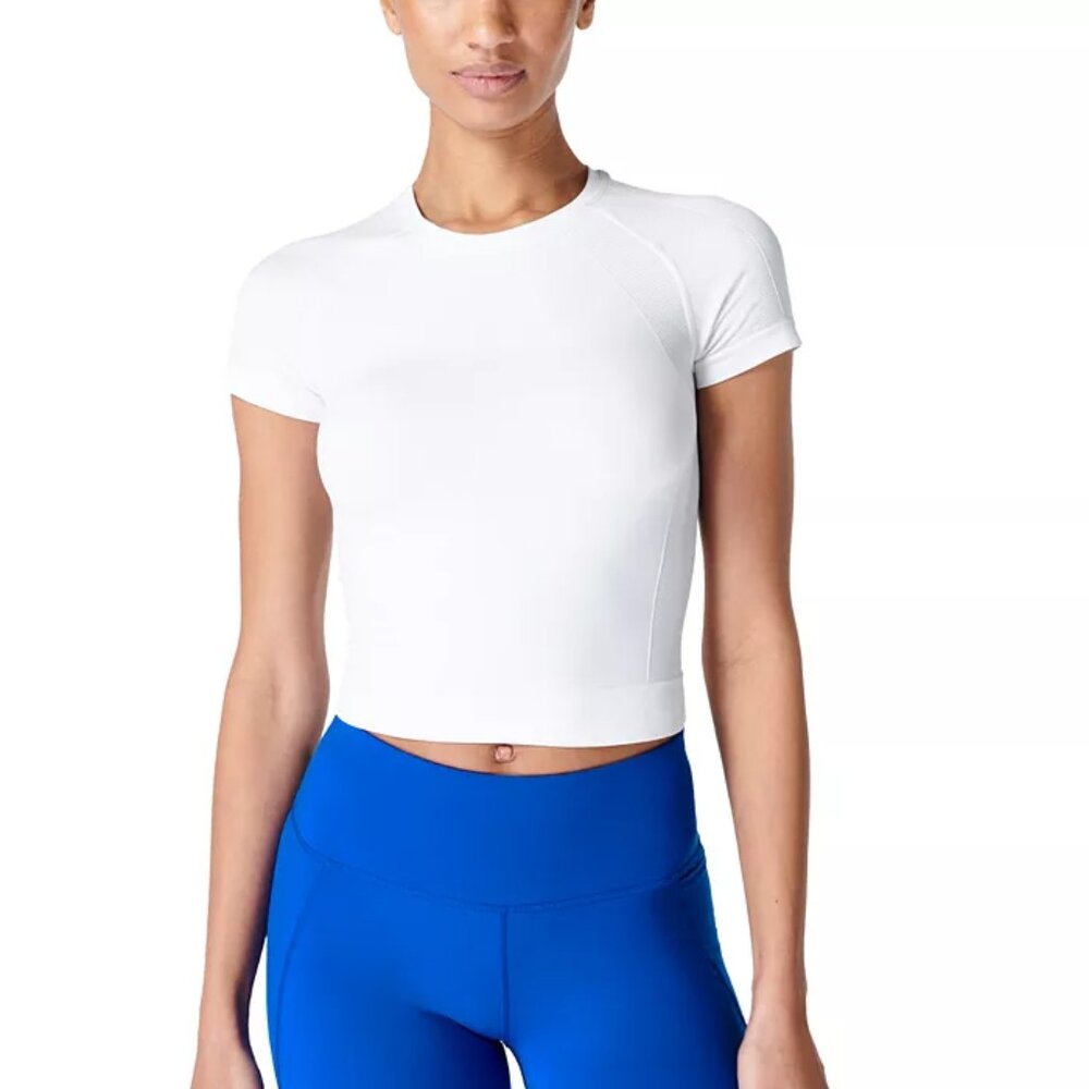 Sweaty Betty Seamless Cropped T-Shirt | White | Size M | NWT